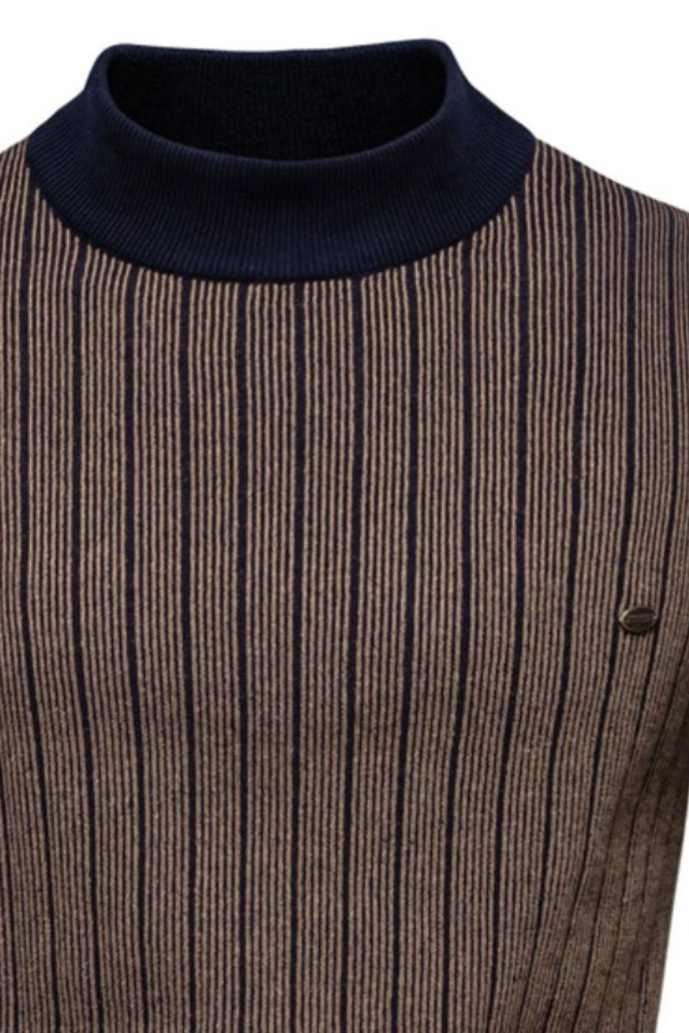 Mock Neck Contrast Striped Sweater