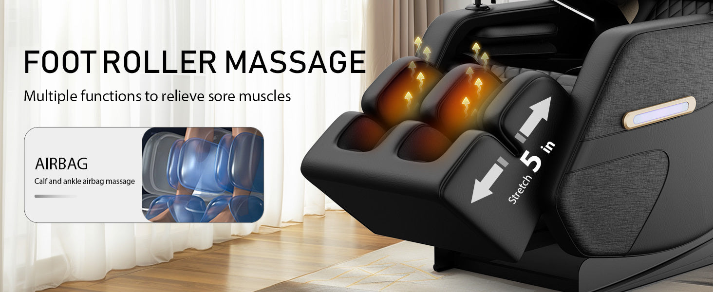2025 Massage Chair Recliner with Zero Gravity, Full Body Air Pressure, Black, PU Leather