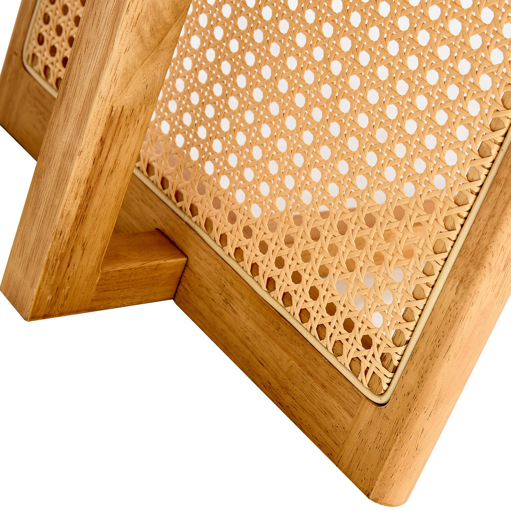 Natural rubber wood and solid wood coffee table  Modern minimalist rattan weaving design, living room balcony, multifunctional small-sized furniture
