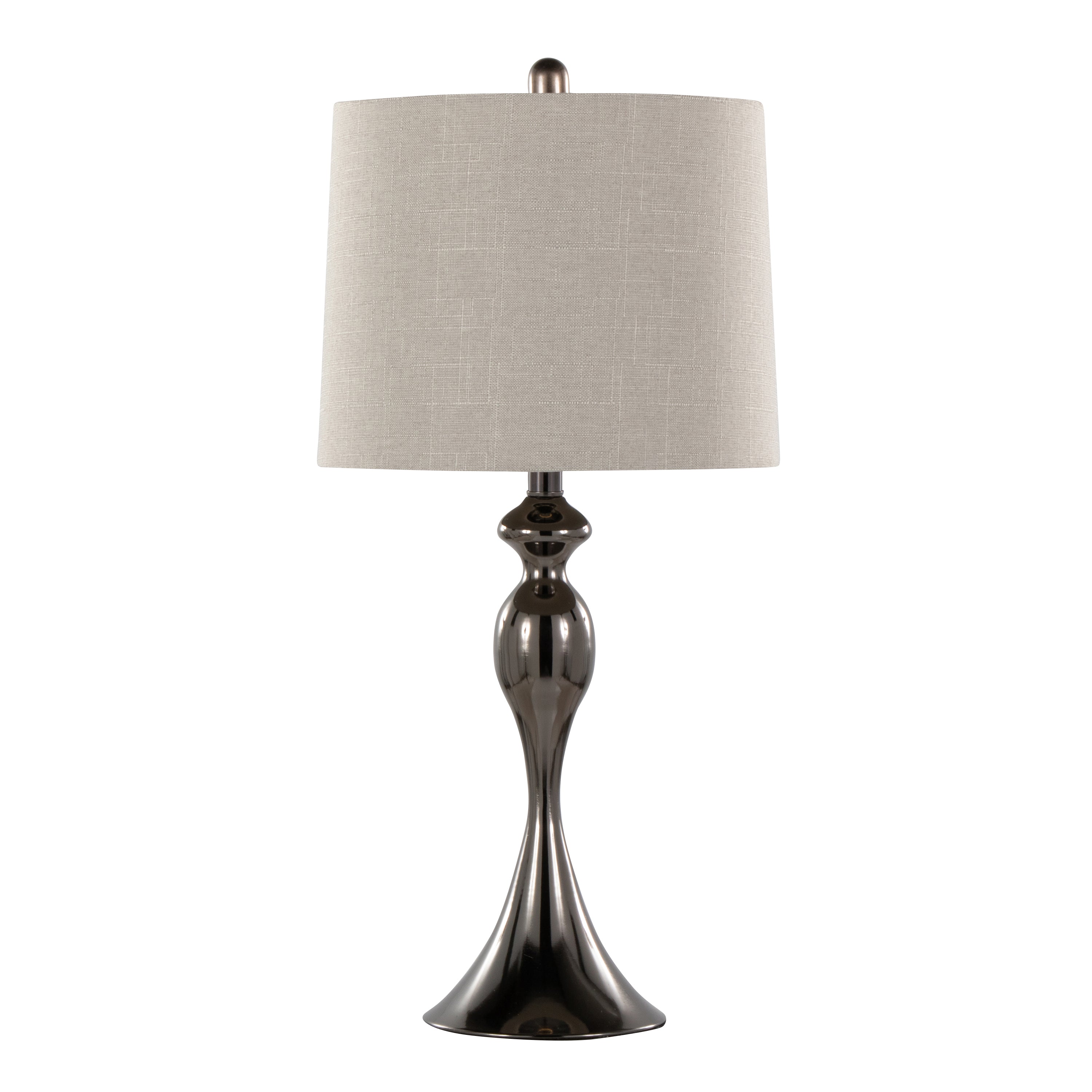 Ashland 27' Contemporary Metal Table Lamp in Gun Metal with Light Grey Textured Slub Linen Shade from Grandview Gallery by LumiSource - Set of 2