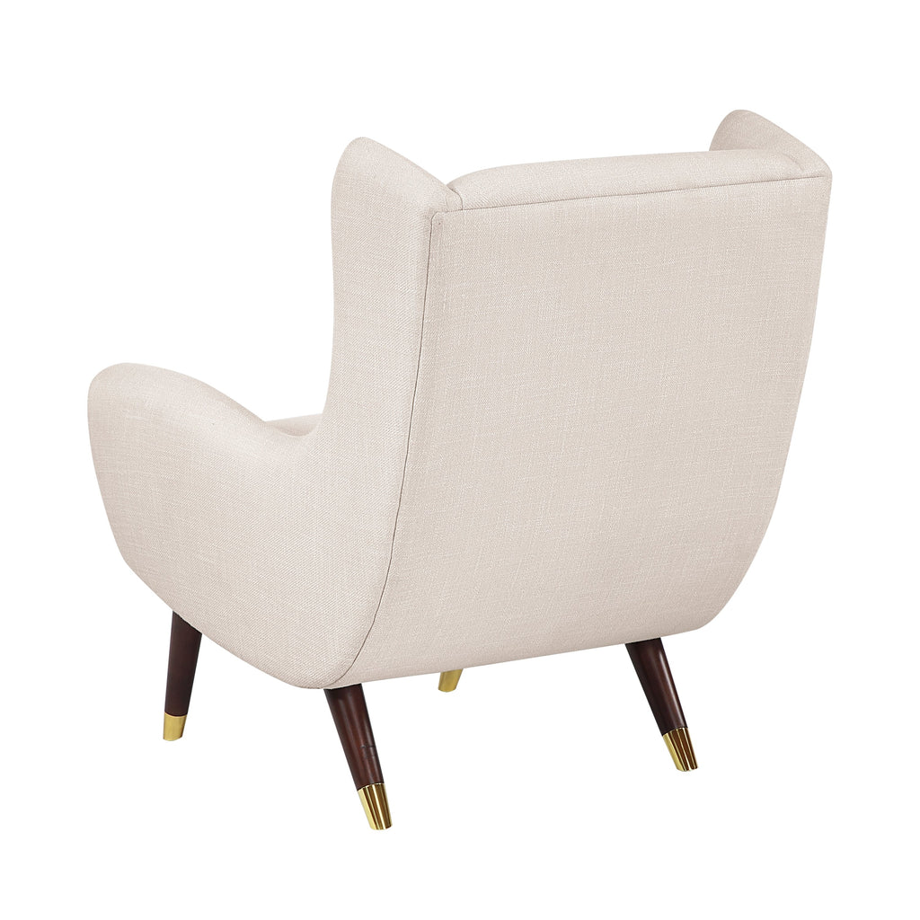 Modern Wingback Upholstered Beige Accent Chair 1pc Solid Wood Sleek Design Luxury Furniture