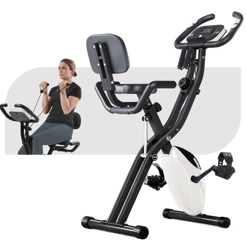 Exercise Bike,Workout Bikes for Home,Folding Stationary Bikes for Home with 16-Level Magnetic Resistance, 300LBS Capacity X-Bike Indoor Exercise Equipment with Heart Rate Sensor & LCD Monitor