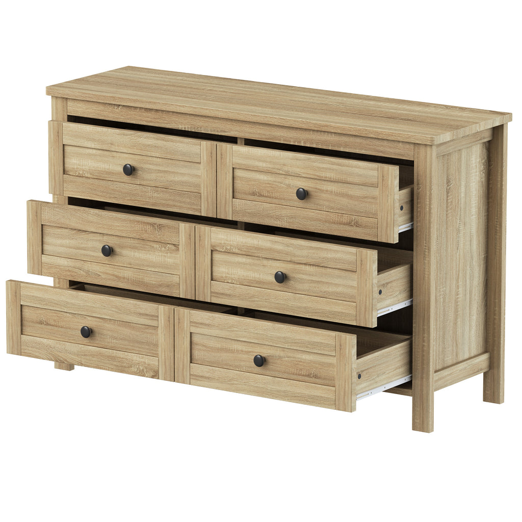 3-Pieces Bedroom Sets Full Size Farmhouse Platform Bed with Double Sliding Door Storage Headboard and Charging Station, Storage Nightstand and Dresser, Natural