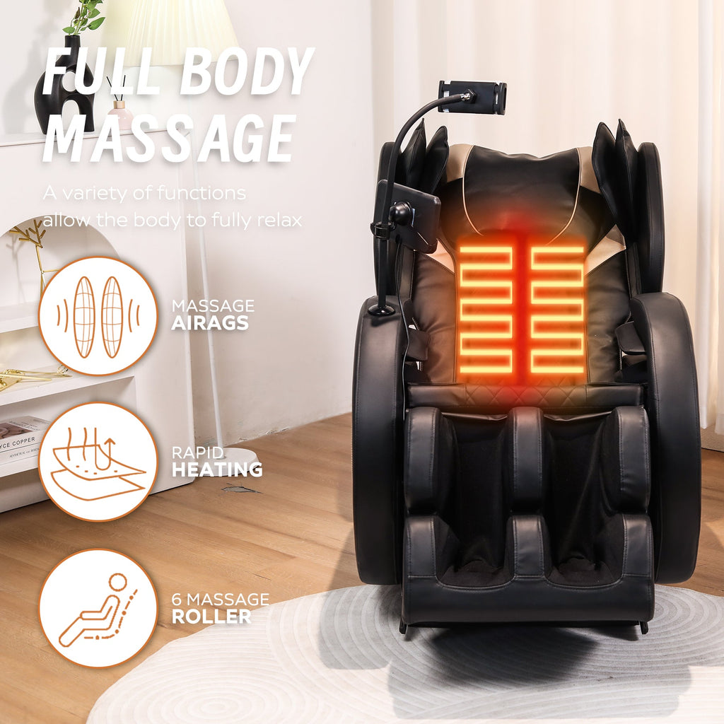 2025 Black Automatic Massage Chair Recliner with Zero Gravity and Full Body Air Pressure