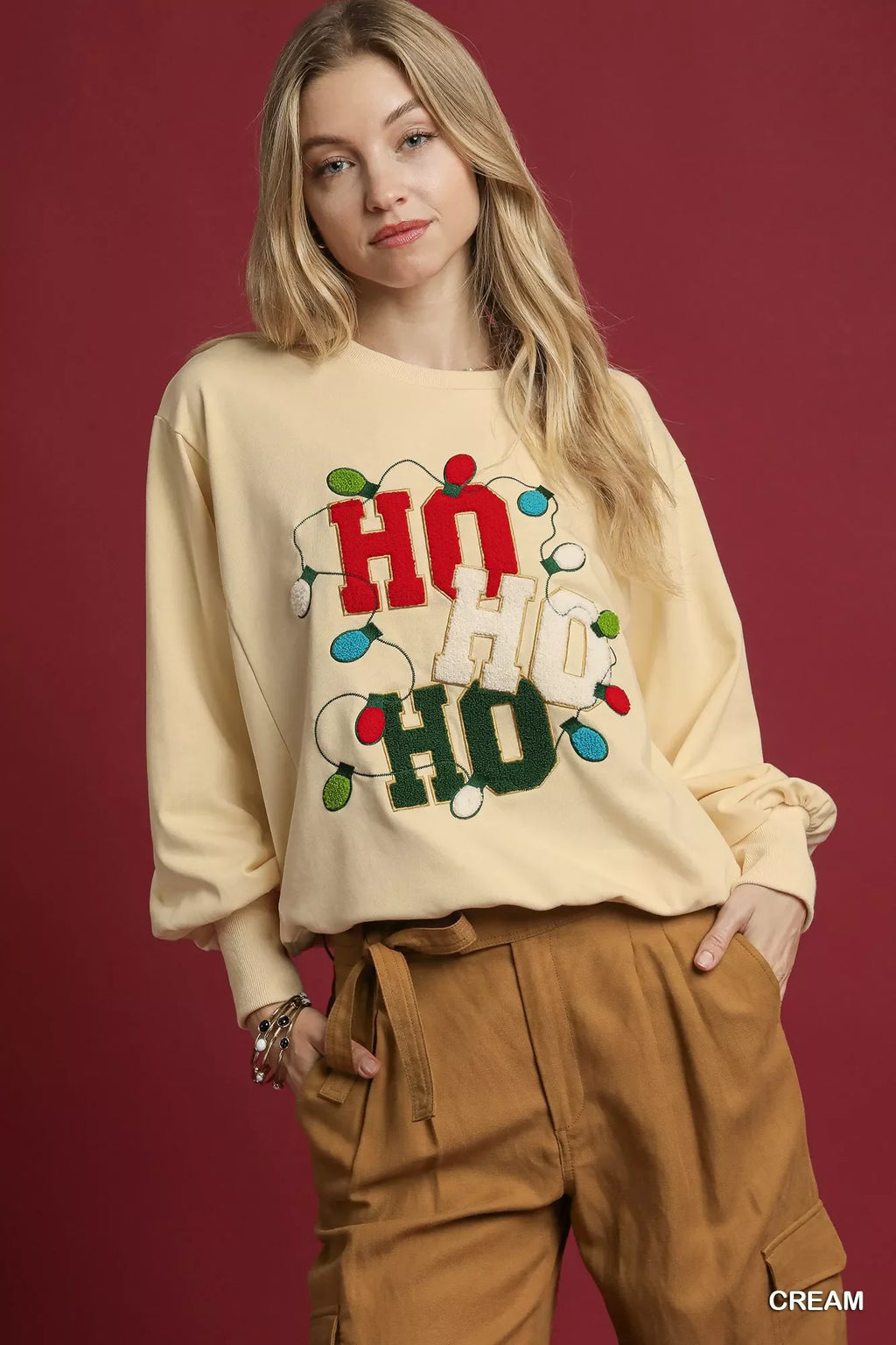 Umgee HO Applique French Terry Sweatshirt