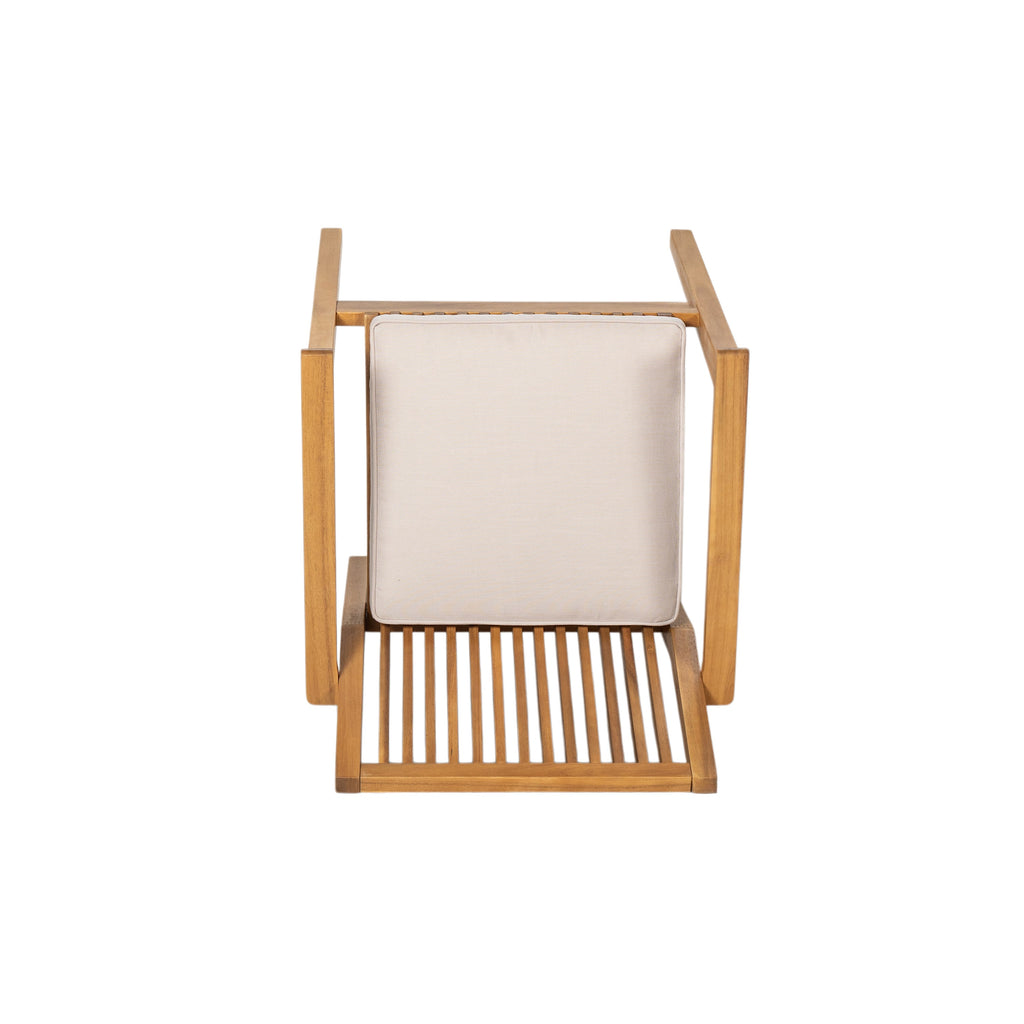 Durable 5 - Piece Patio Furniture Set Acacia Wood Table and 4 Heavy-Duty Cushioned Chairs, Natural