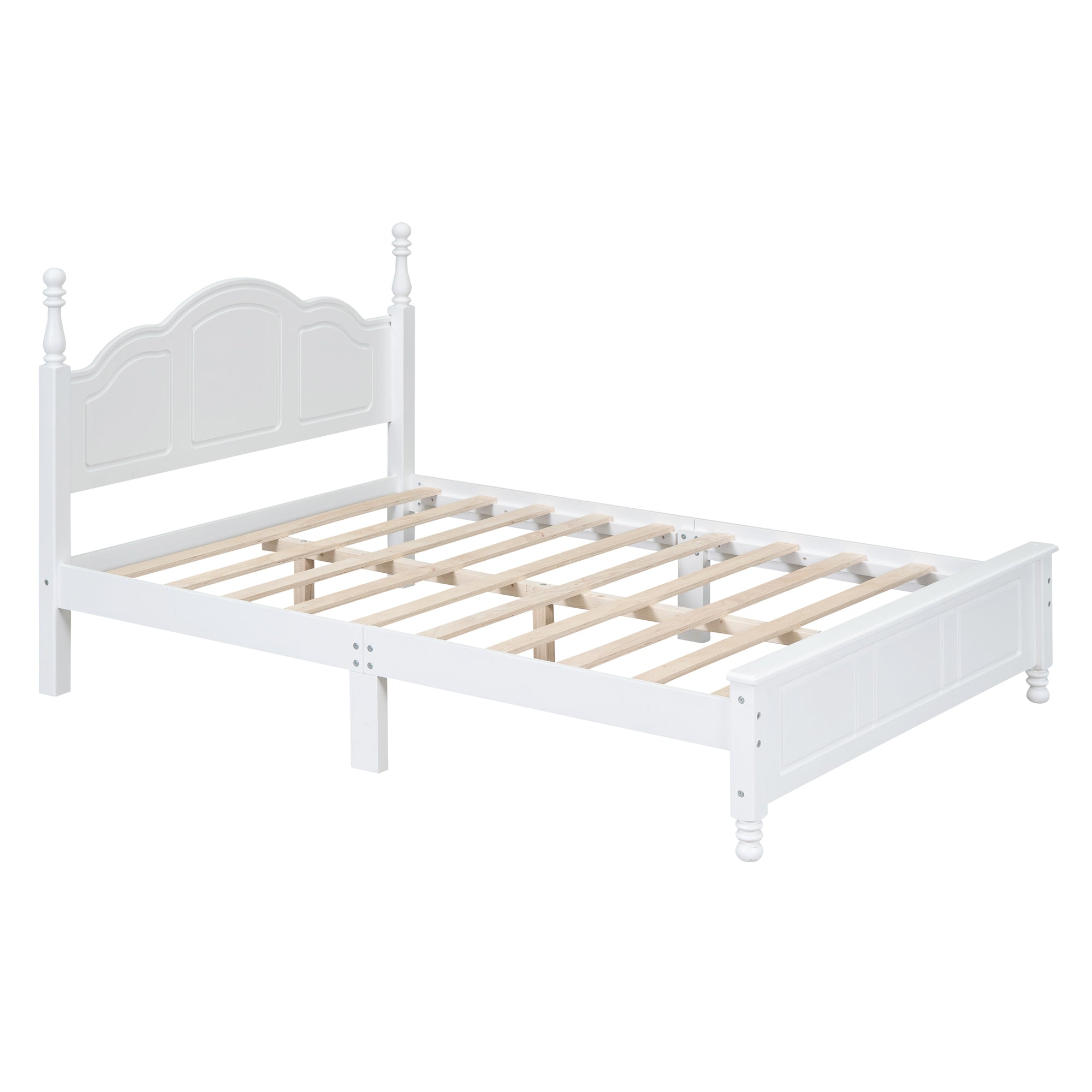 3-Pieces Bedroom Sets,Full Size Wood Platform Bed and Two Nightstands-White