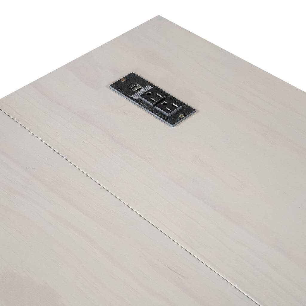 Queen Size Murphy Bed with Large Drawers & USB Ports,Brushed White