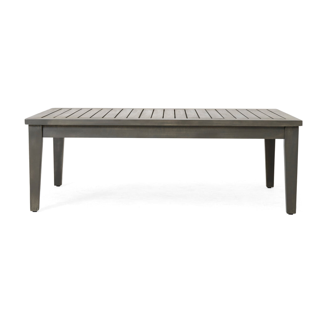 4-Pieces Acacia Wood Patio Furniture Set, Outdoor Furniture with Coffee Table, Patio Conversation Set Deep Seating with Soft Cushion, Porch Chairs for Garden, Backyard Porch Balcony, Grey & Beige