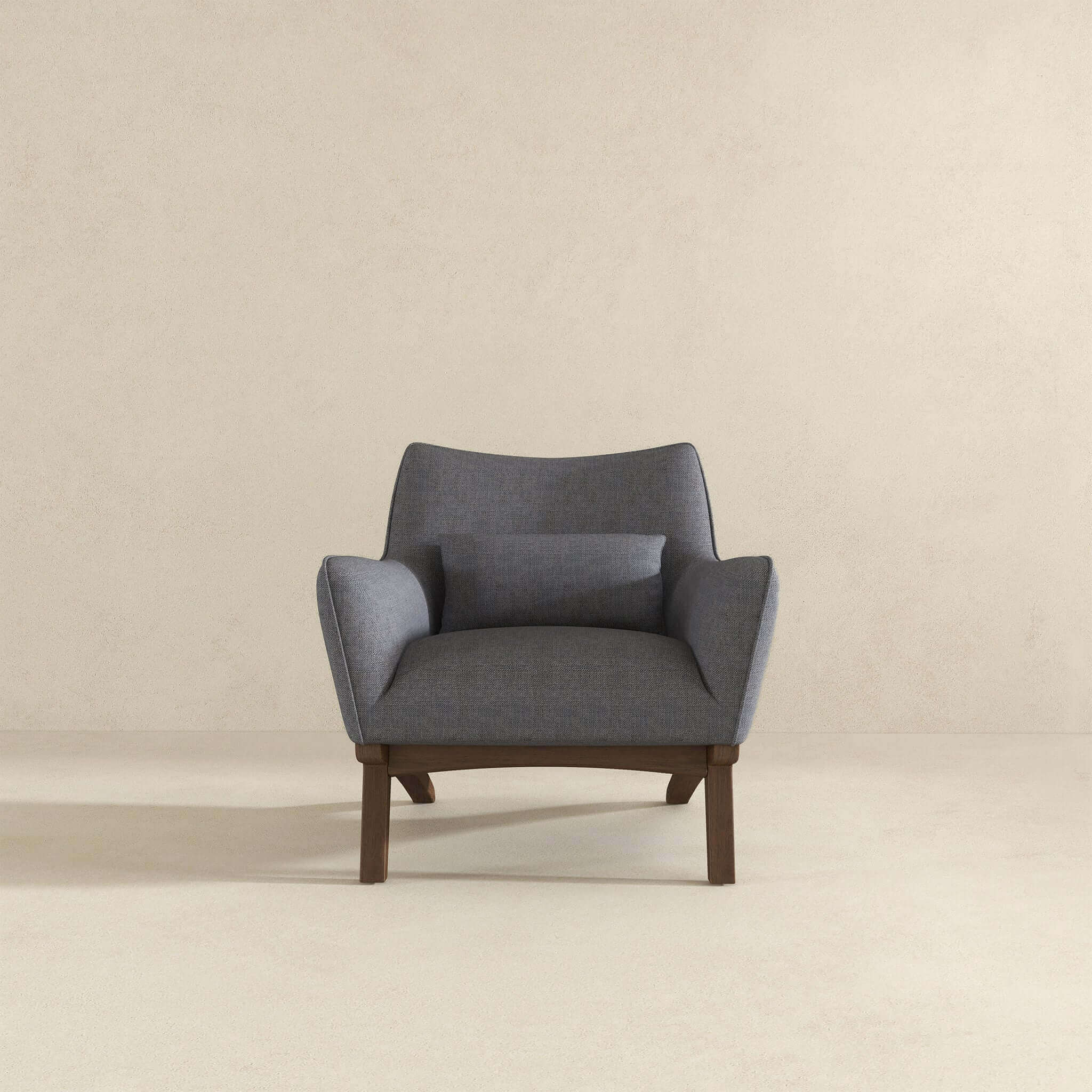 New Design Brayden Mid Century Modern Grey Linen Armchair with Solid Wood Frame and Padded Seat for Home Office 32.5'H x 30'W x 30'D