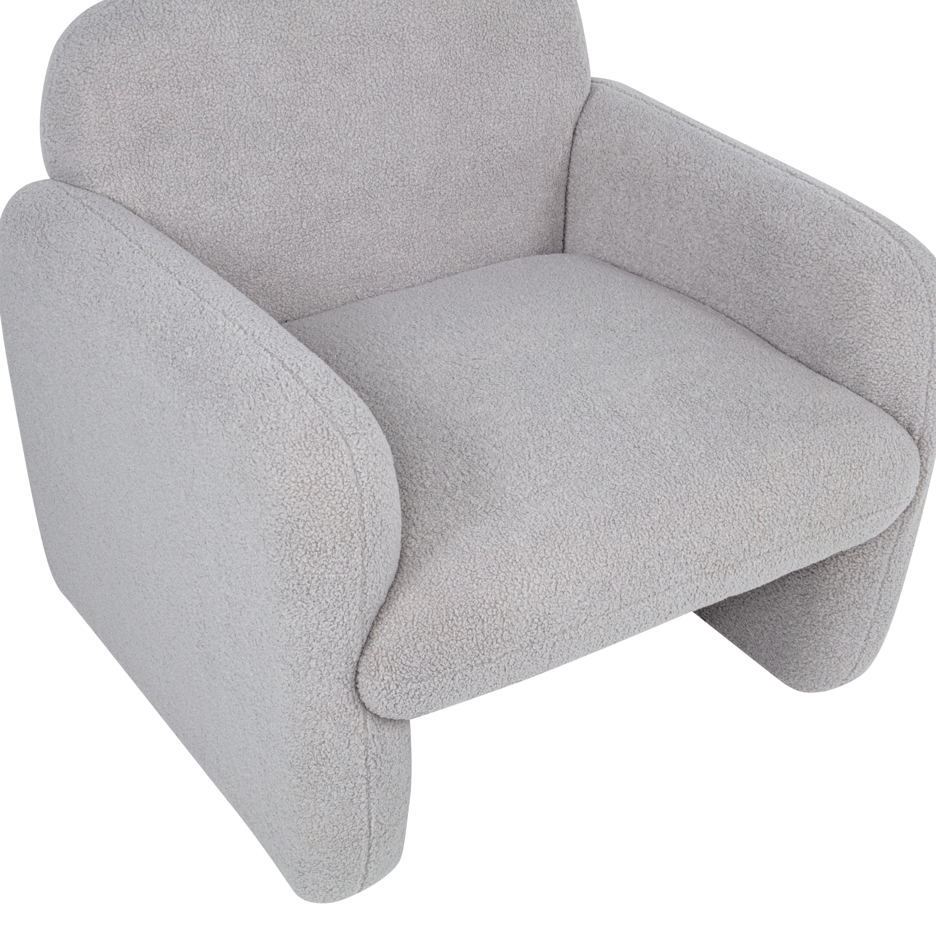 Stylish and Minimalist Teddy Fleece Single Sofa Chair with Arms and Pillow, Armchair, Accent Chair for Living Room, Bedroom, Study,Grey
