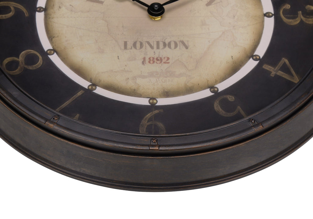 Clocks, 16' Round, Wall Clock, Antique Brown, Transitional