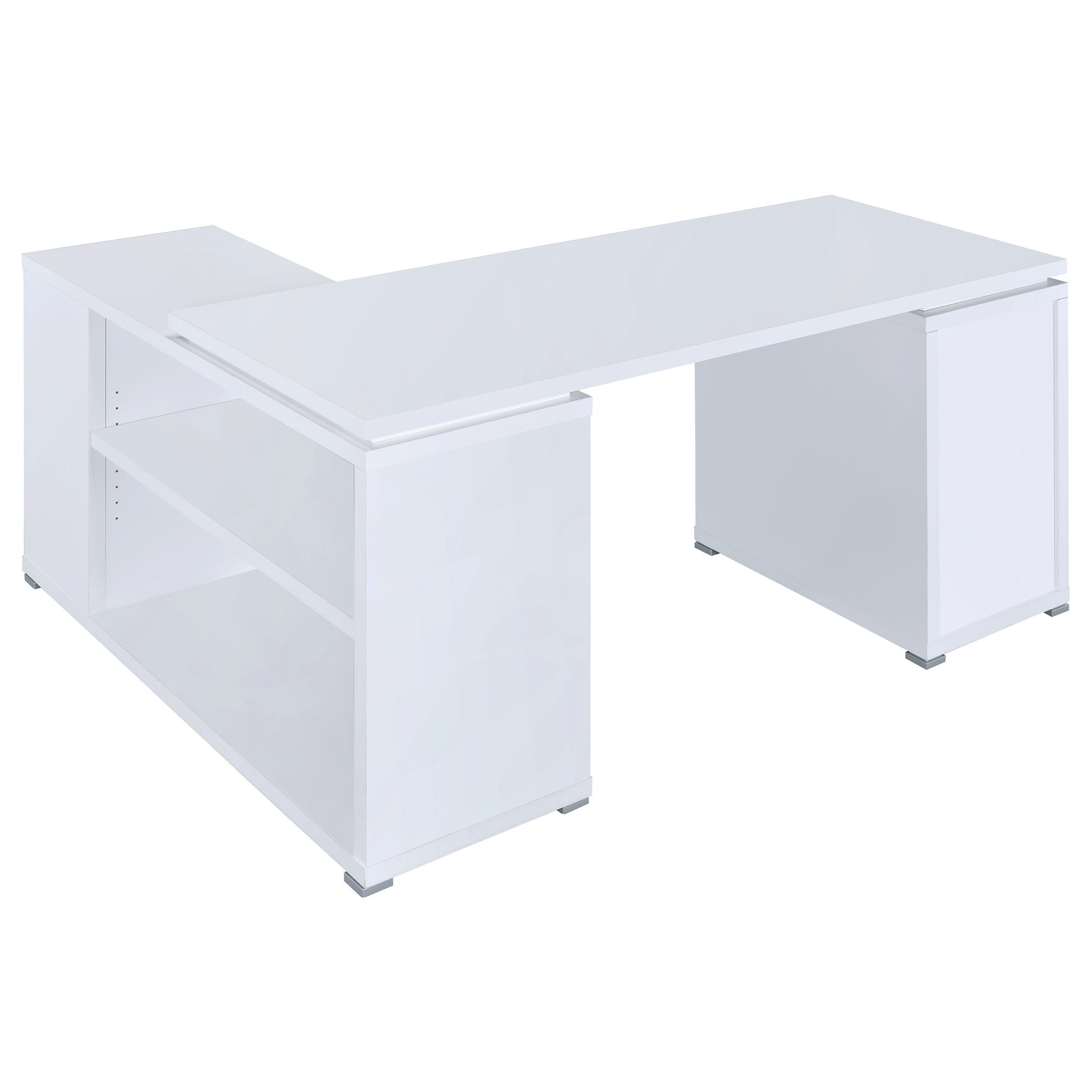 Tona White Driftwood 3-Drawer L-Shape Computer Desk