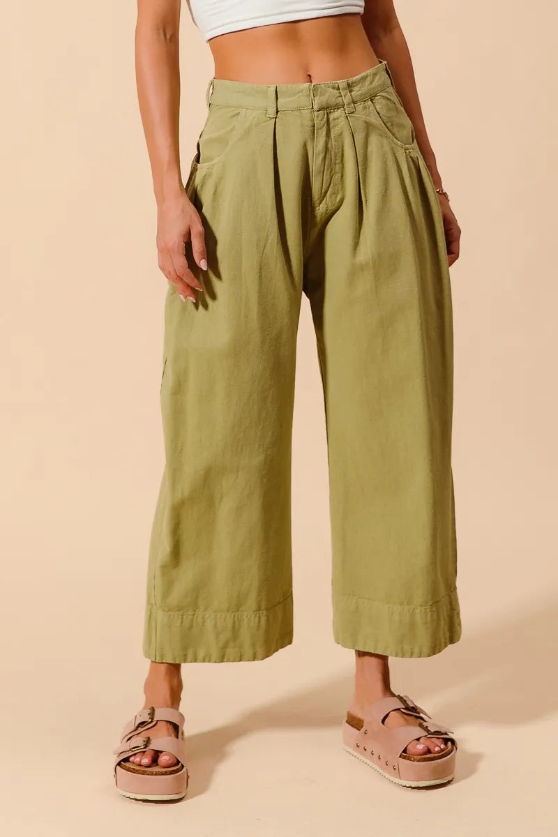 SO ME Mid Rise Wide Leg Chino Pants With Pockets