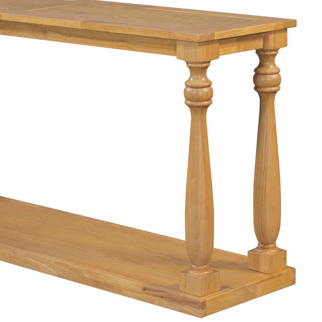 U_STYLE Vintage Wood Grain Console Table with Bottom Shelf and Four Vase Legs, Suitable for Entryway, Hallway, Living Room, Bedroom