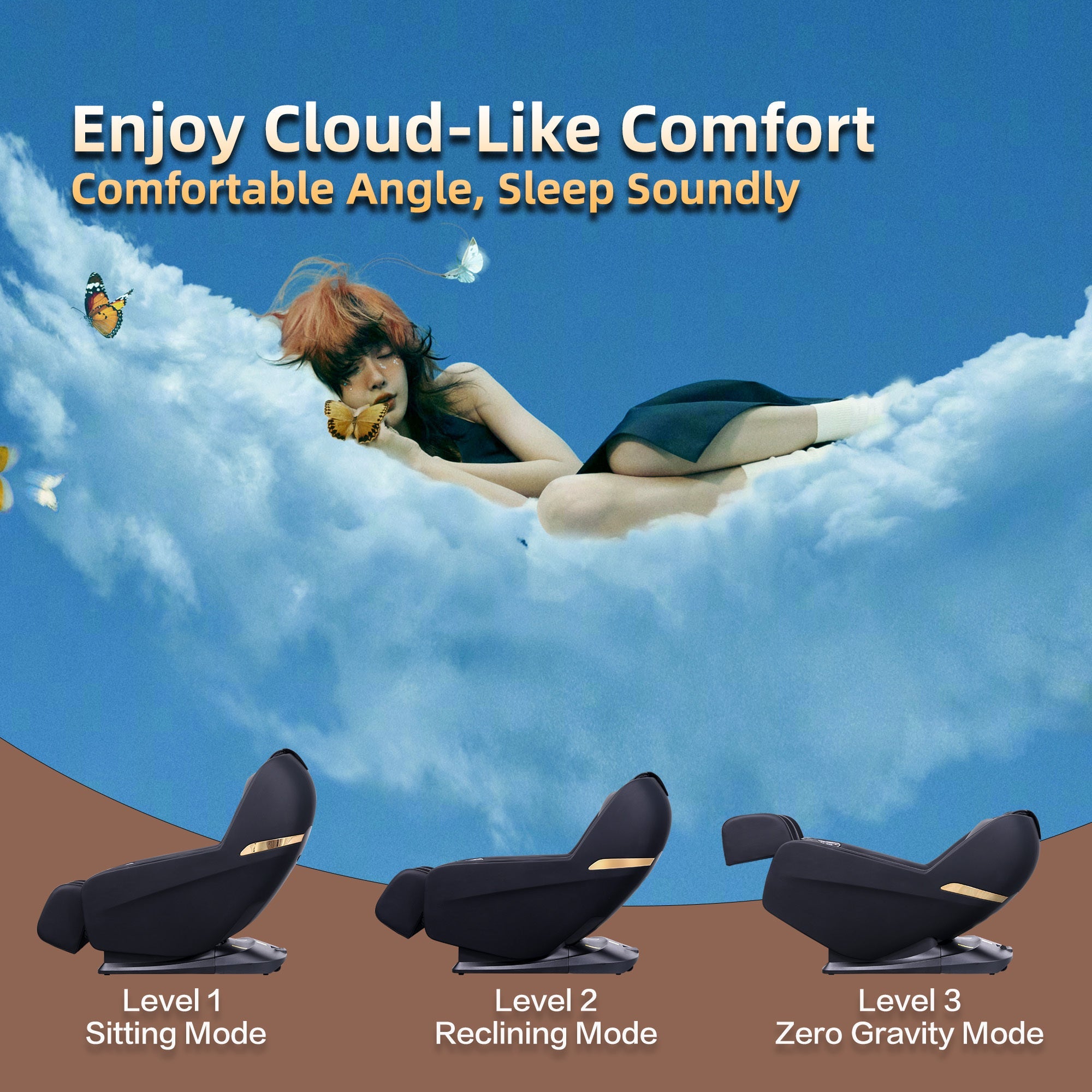Knead Tap Shiatsu Massage Chair, Zero Gravity Full Body Black Massage Chair with Auto Modes and Airbag Massage, ABS+Steel(Q235) Frame