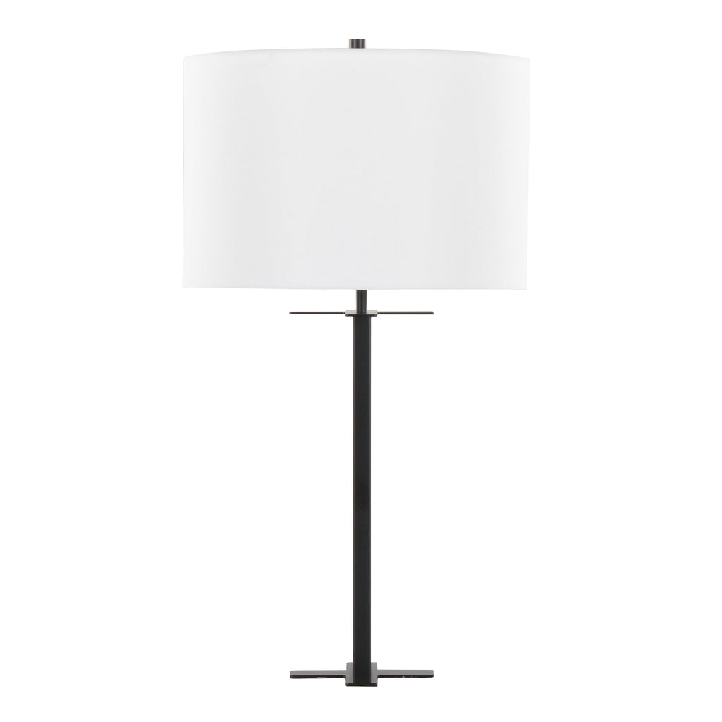 Cosmo 28' Contemporary Metal Table Lamp in Black Metal and White Linen by LumiSource