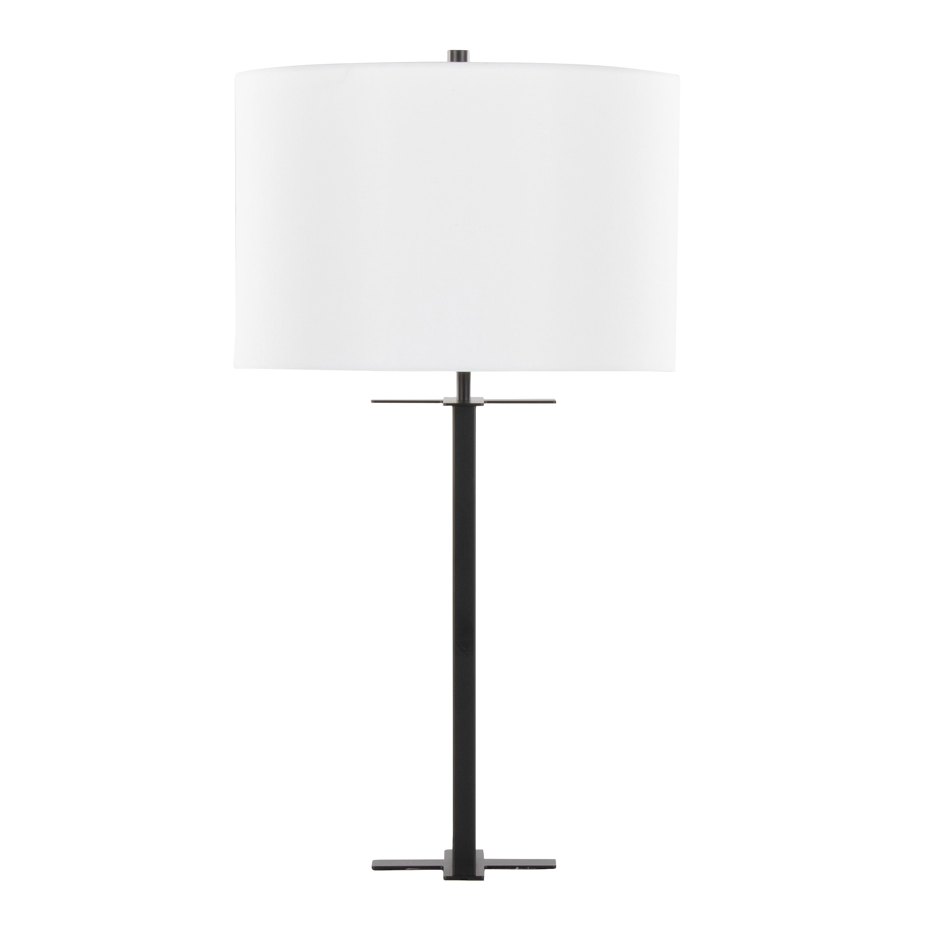 Cosmo 28' Contemporary Metal Table Lamp in Black Metal and White Linen by LumiSource