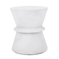 Outdoor Lightweight Concrete End Table with Hourglass Structure, Antique White