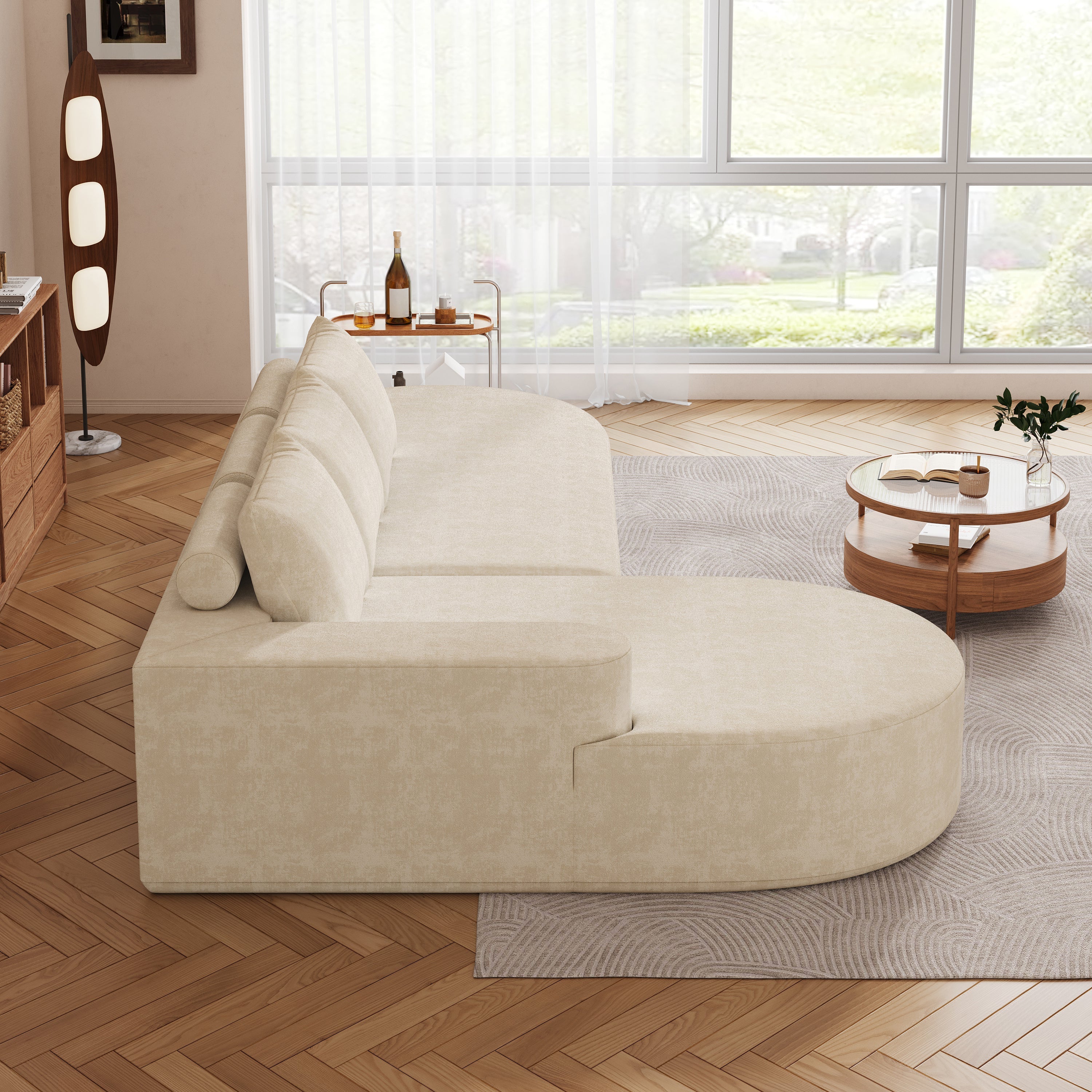 Modern Curved sofa ,Chenille Upholstered Sectional Sofa Couch Set,Modular 108.5' L Shaped Sectional Living Room Sofa Set With 3 Pillows,Free Combination Sofa Couch for Living Room,Bedroom