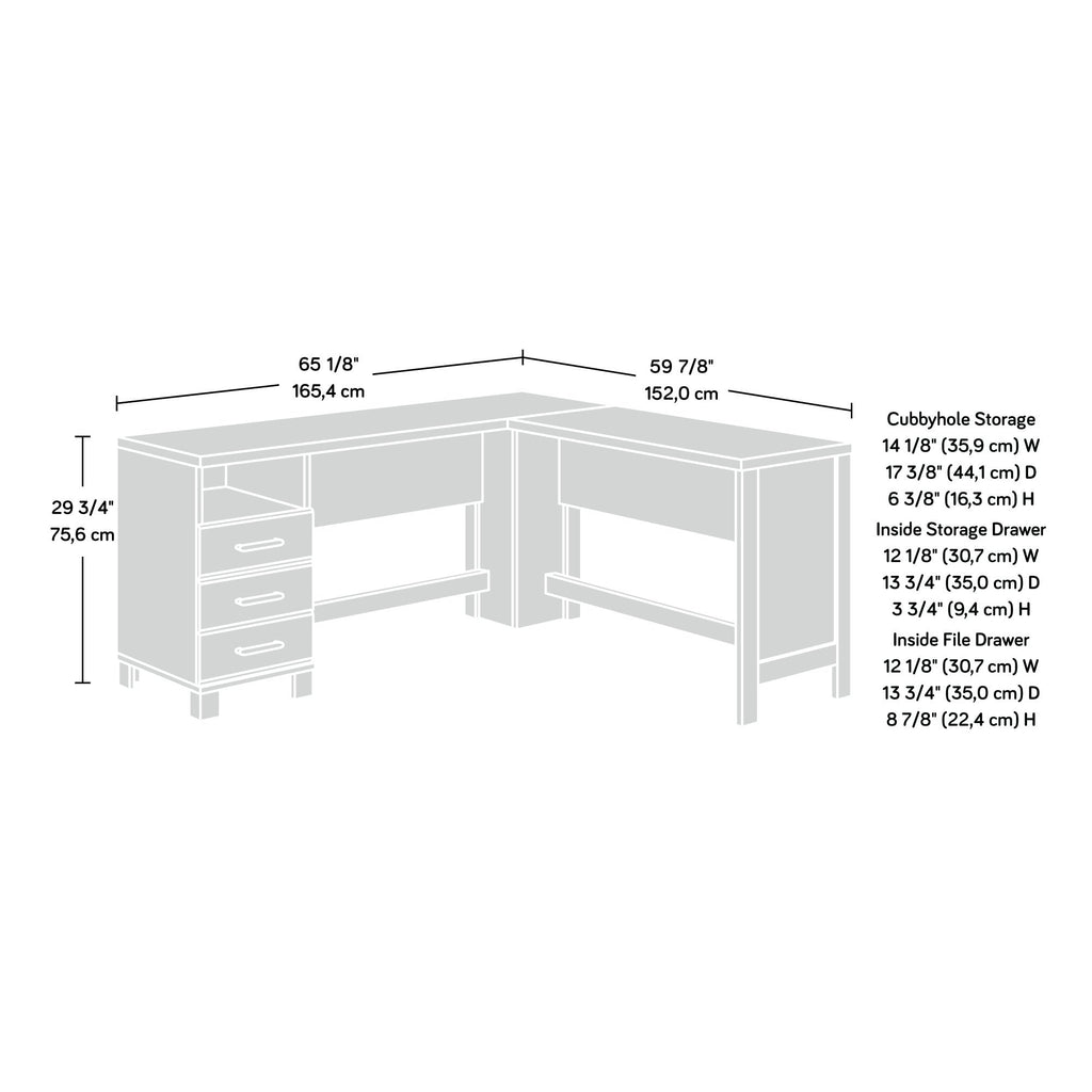 L-Shaped Desk, Brown finish