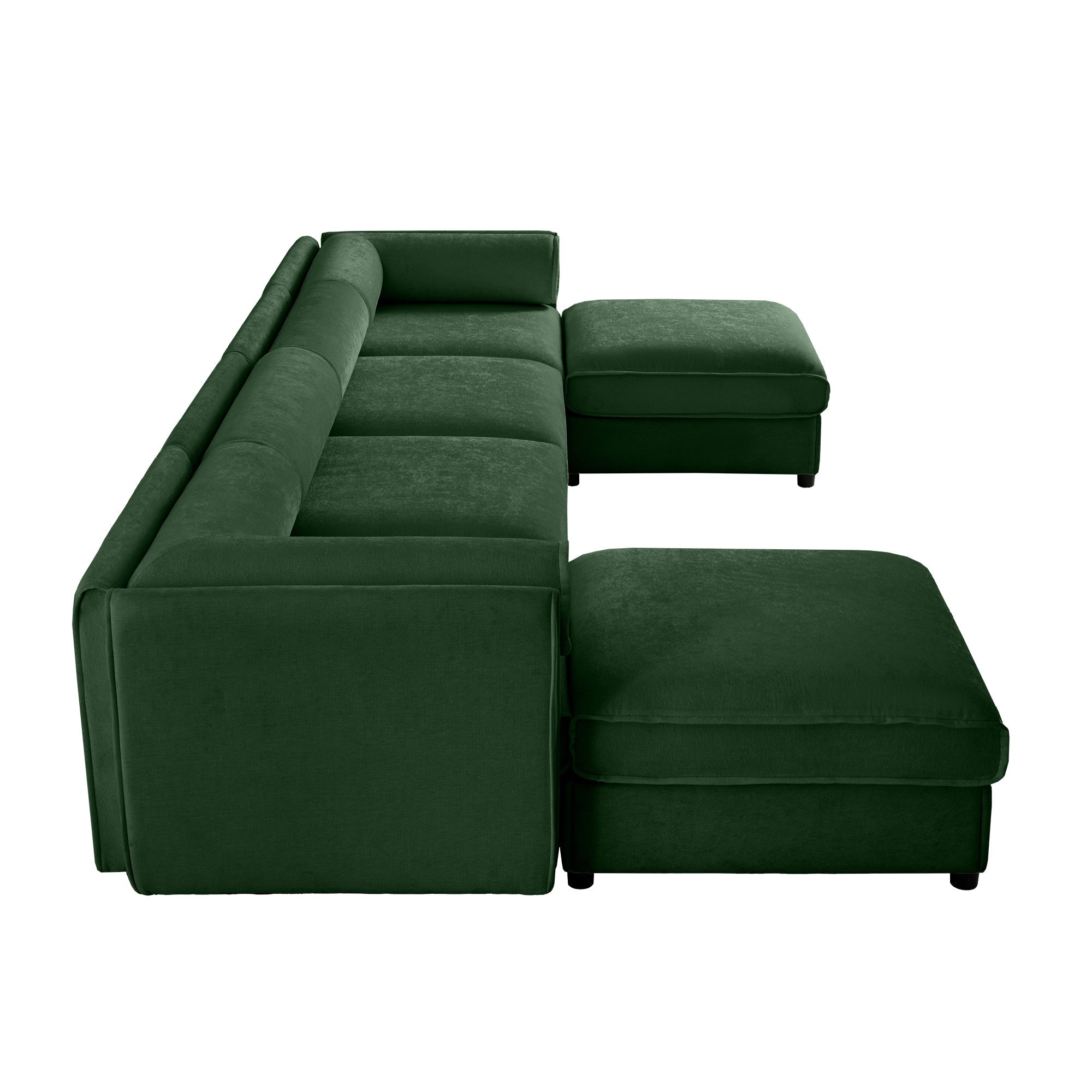 Modular Sectional Sofa with Storage, Extra Large U Shaped Sectional Couch for Living Room, Convertible Modular Sofa Couch with Storage Ottoman, Deep Seat, Cylindrical Backrest and Armrests,Green