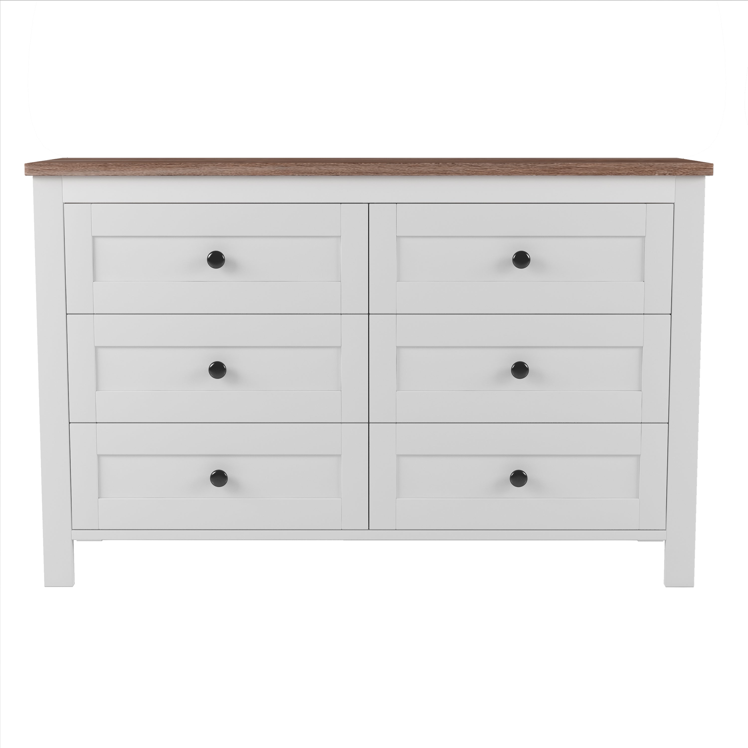 3-Pieces Bedroom Sets Queen Size  Farmhouse Platform Bed with Double Sliding Door Storage Headboard, Storage Nightstand and Dresser, White+Brown(Old SKU HL000092AAK)
