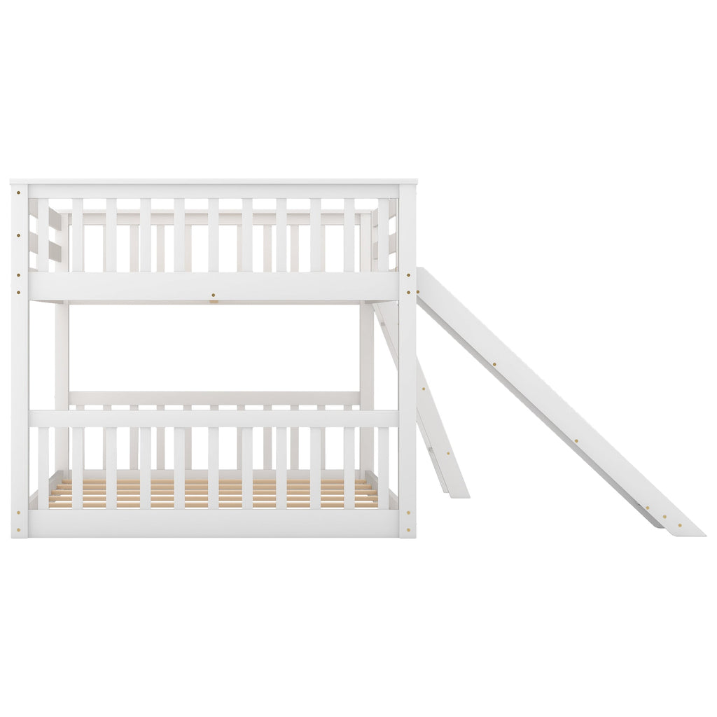 Full over Full Bunk Bed with Convertible Slide and Ladder, White(Old SKU: GX000708AAK)