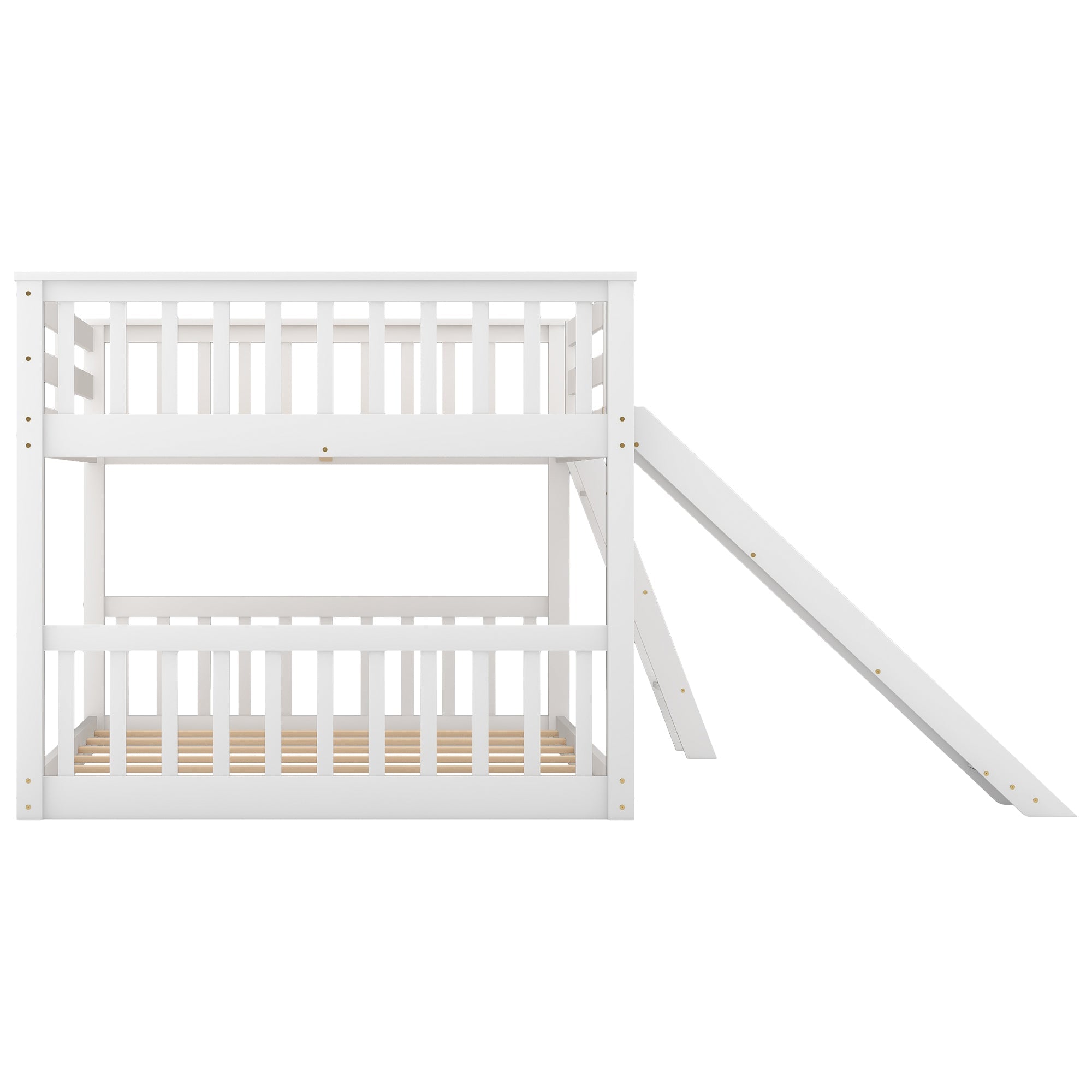 Full over Full Bunk Bed with Convertible Slide and Ladder, White(Old SKU: GX000708AAK)