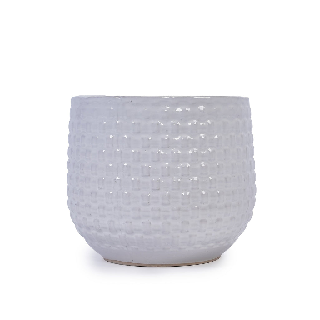 3 Pieces Ceramic Flowerpot, Modern Planter for Patio, Garden or Windowsills - Matte White