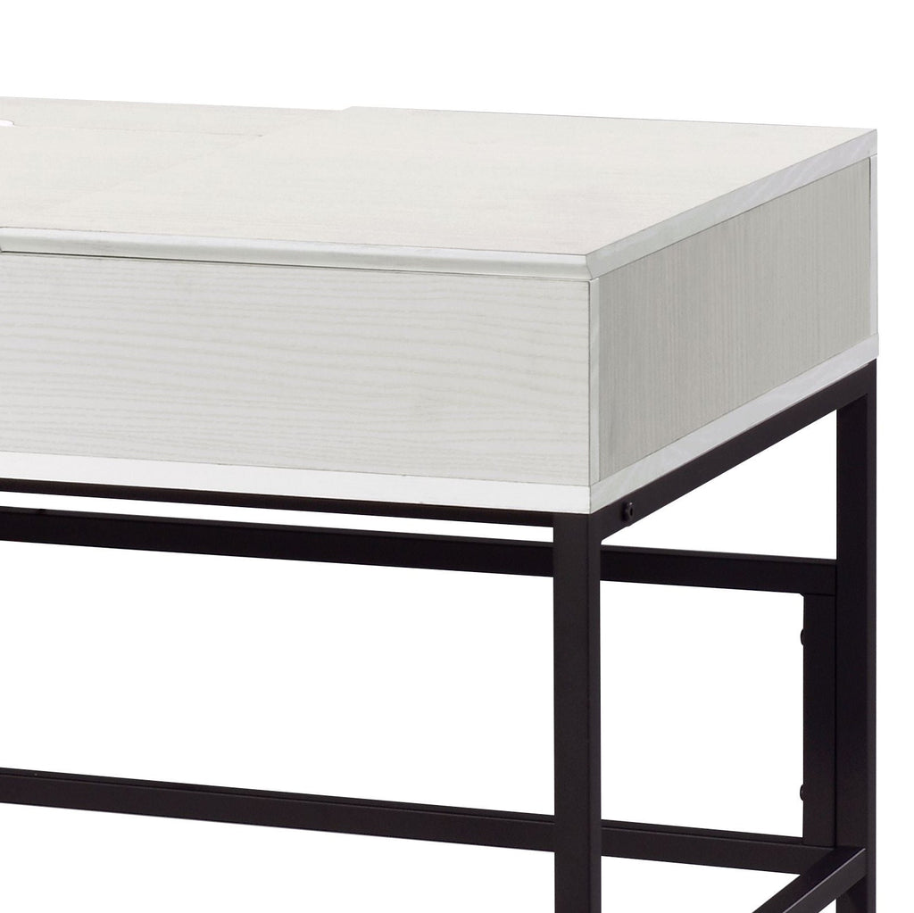 Natural and Black Writing Desk with USB Port