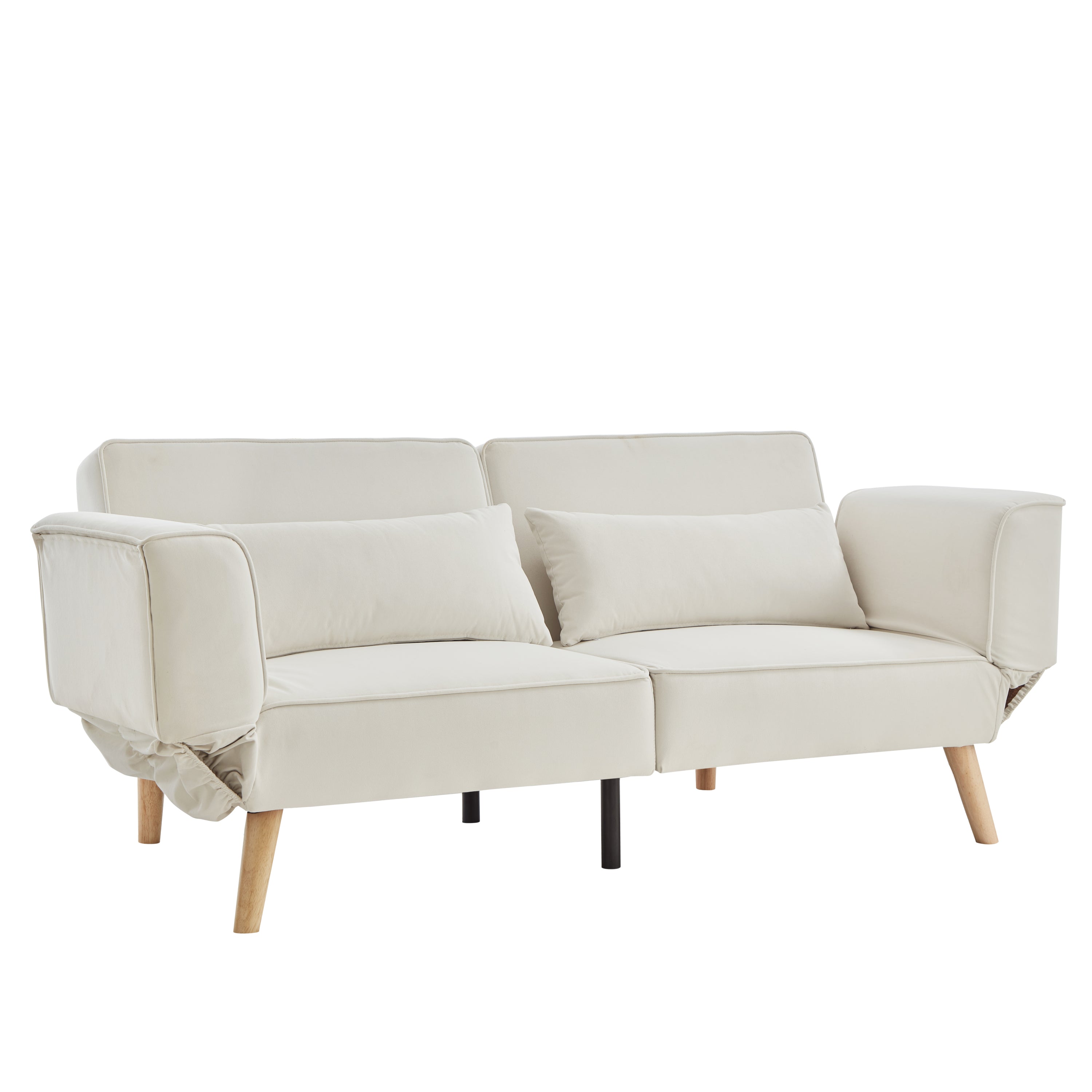 72.8'' Futon Sofa Bed, Sleeper Sofa, Small Couch with Adjustable Armrests, Adjustable Recliner Sleeper Sofa Bed for Living Room, Bedroom, Apartment, Beige