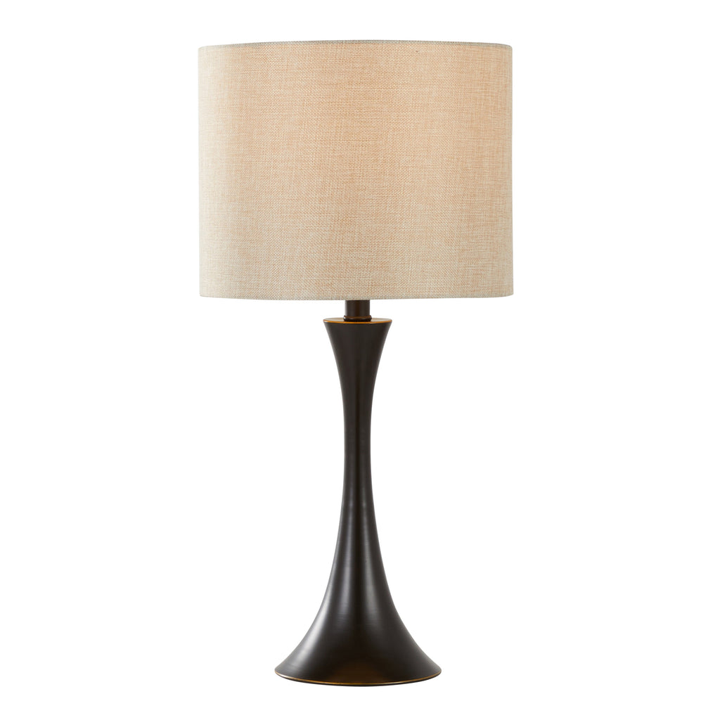 Lenuxe 24' Contemporary Metal Table Lamp in Oil Rubbed Bronze with Natural Linen Shade from Grandview Gallery by LumiSource - Set of 2