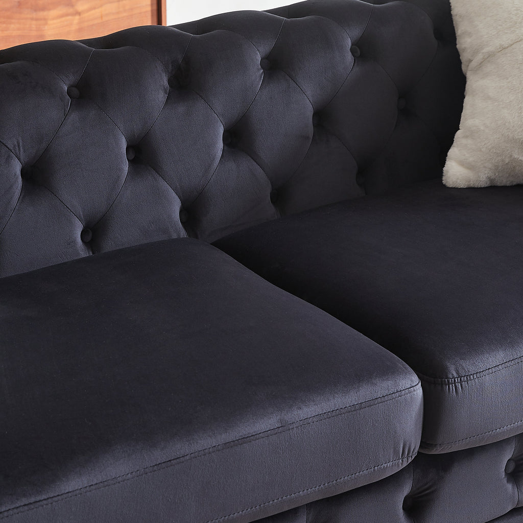 FX 3 seater + 3 seater combo sofa Velvet modern living room sofa with solid wood frame and metal feet, 4 cushions, apartment sofa furniture for living room, living room, office