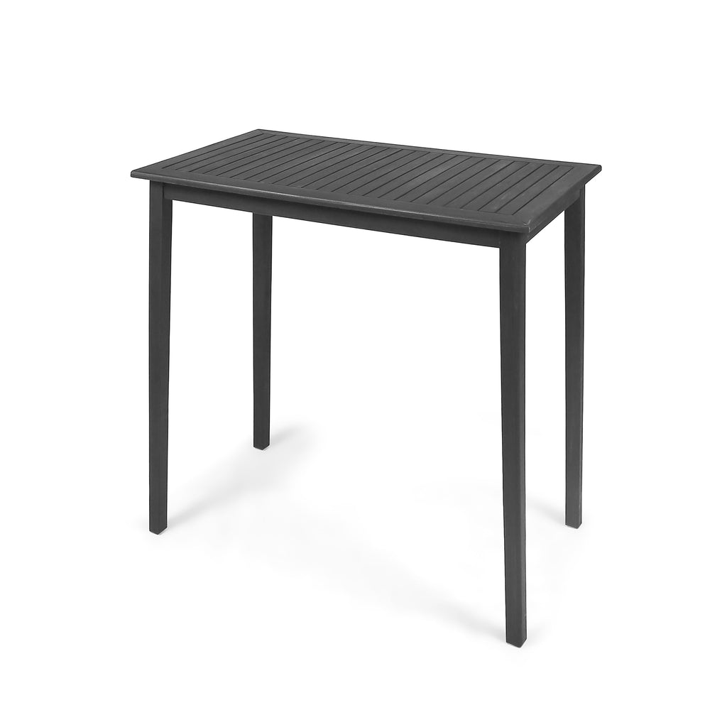 Outdoor Minimalist Acacia Wood Rectangle Bar Table - Dark Gray Finish 45x26 Inches