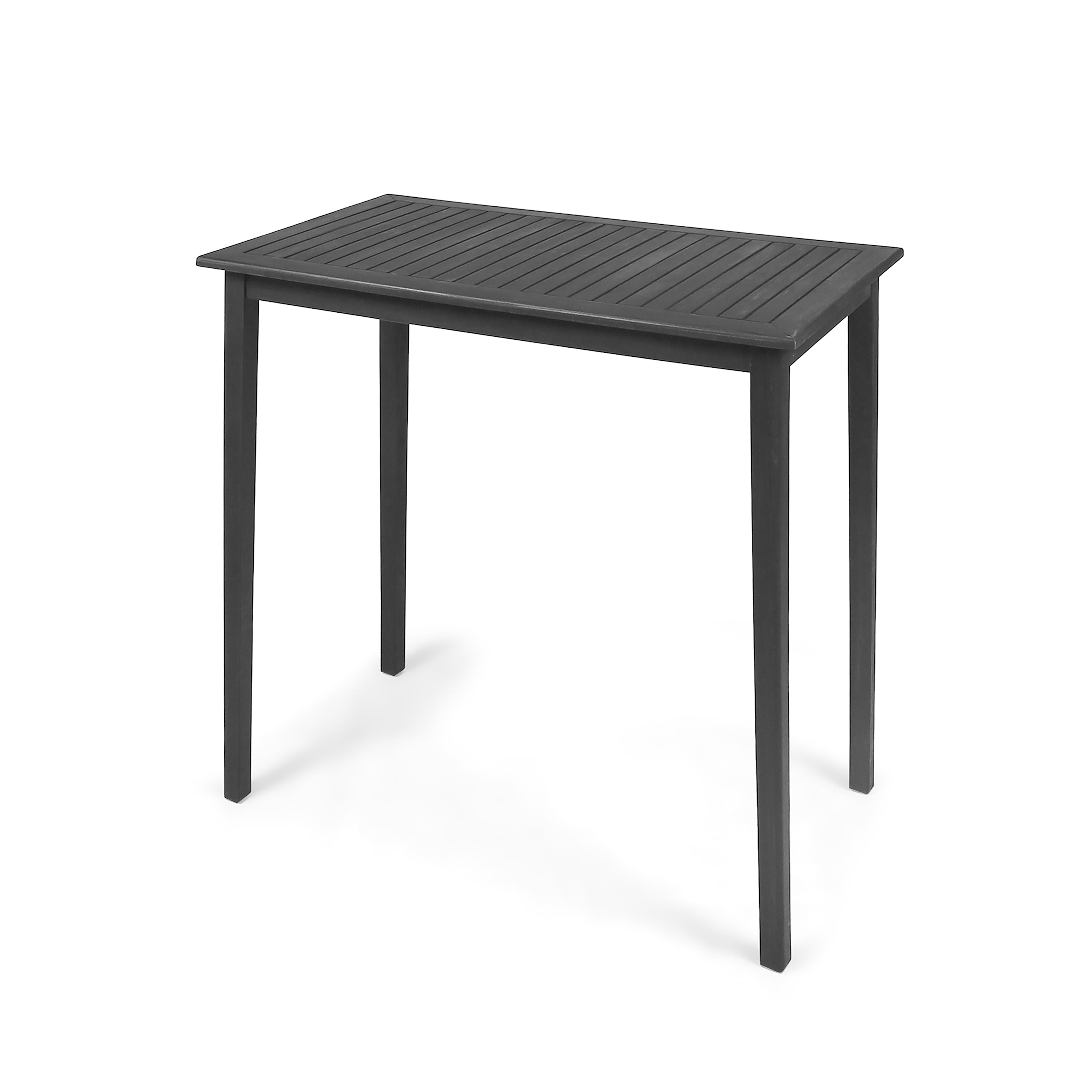 Outdoor Minimalist Acacia Wood Rectangle Bar Table - Dark Gray Finish 45x26 Inches