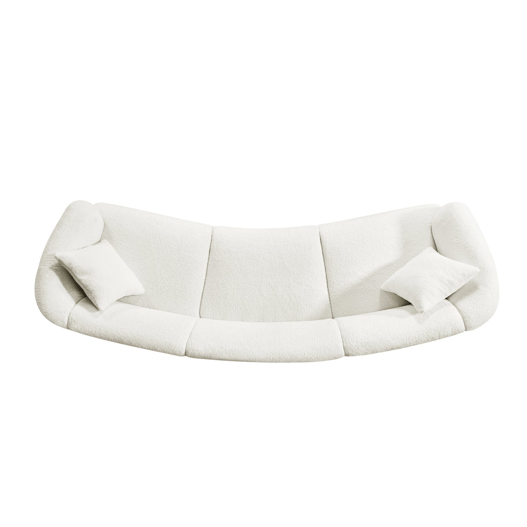 98.5 ' Curved Designed Contemporary 3-Seater Sofa in Beige: Plush Seating, Streamlined Design, and Durable Frame – Ideal for Stylish Living Spaces