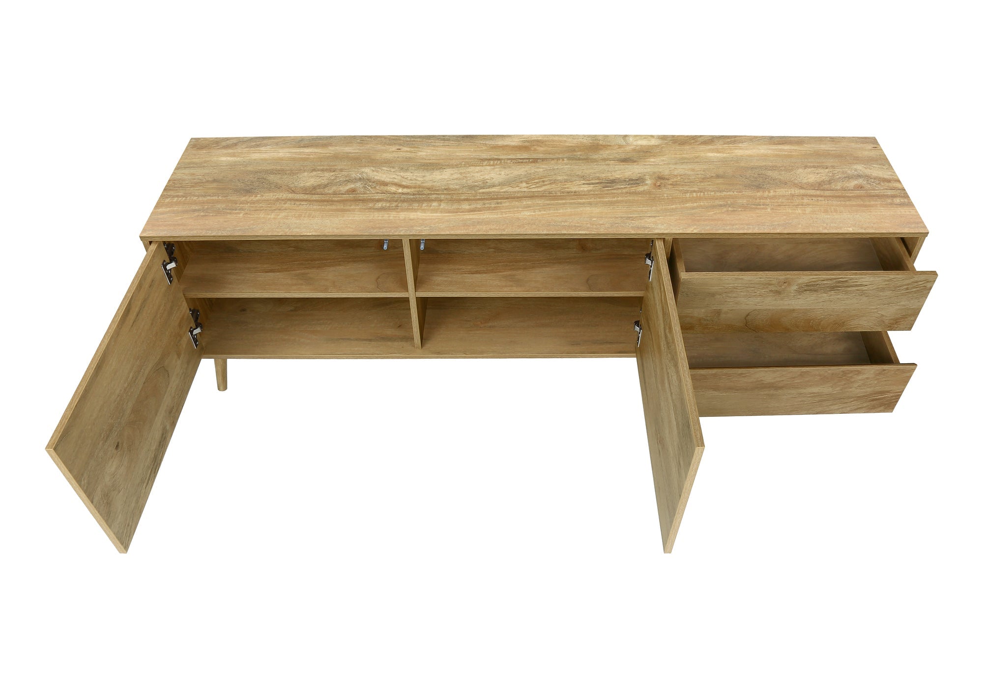 Tv Stand, 72 Inch, Console, Media Entertainment Center, Storage Drawers, Storage Cabinet, Walnut Laminate, Mid Century