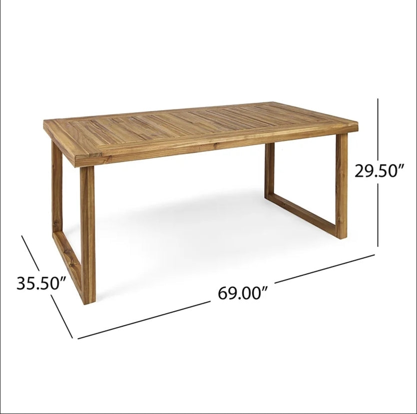 Outdoor Acacia Wood Dining Set, Sandblast Natural Finish