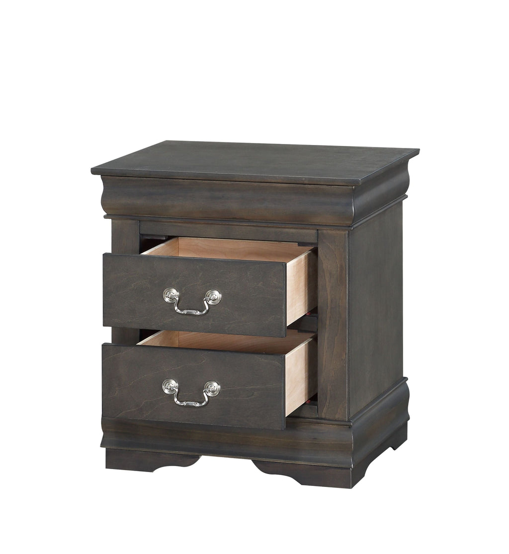 Louis Philippe Dark Gray Finish 2PCS Bedroom Set (E. King)