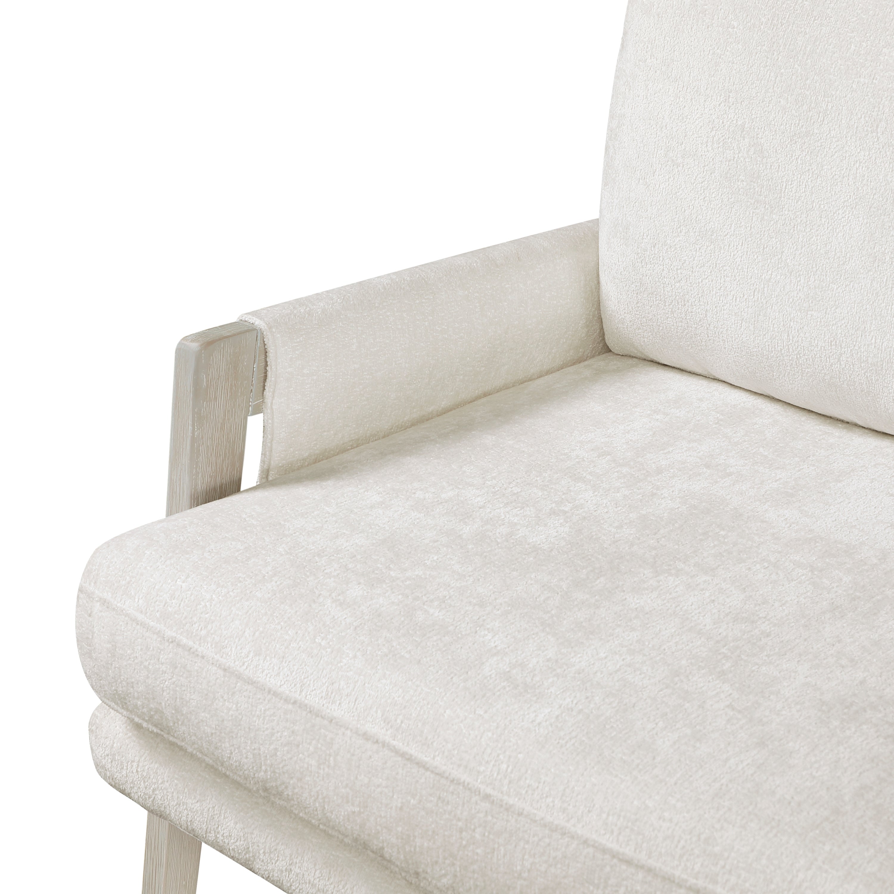 Modern Home Accent Chair Cushion Seat Back Cream Chenille Fabric Upholstery Solid Wood Furniture 1pc