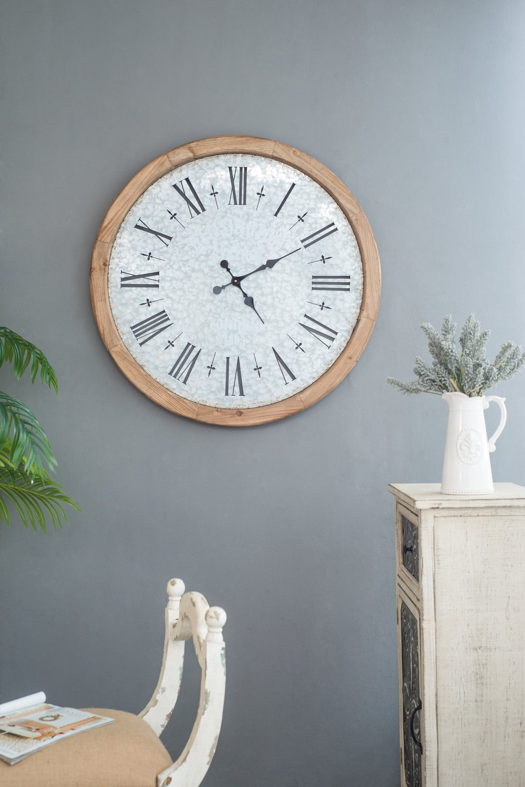 D32.3' Grant Oversized Wall Clock with Fir Wood Frame