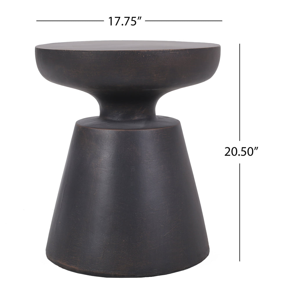 Outdoor Lightweight Concrete End Table with Half-sphere Top, Copper