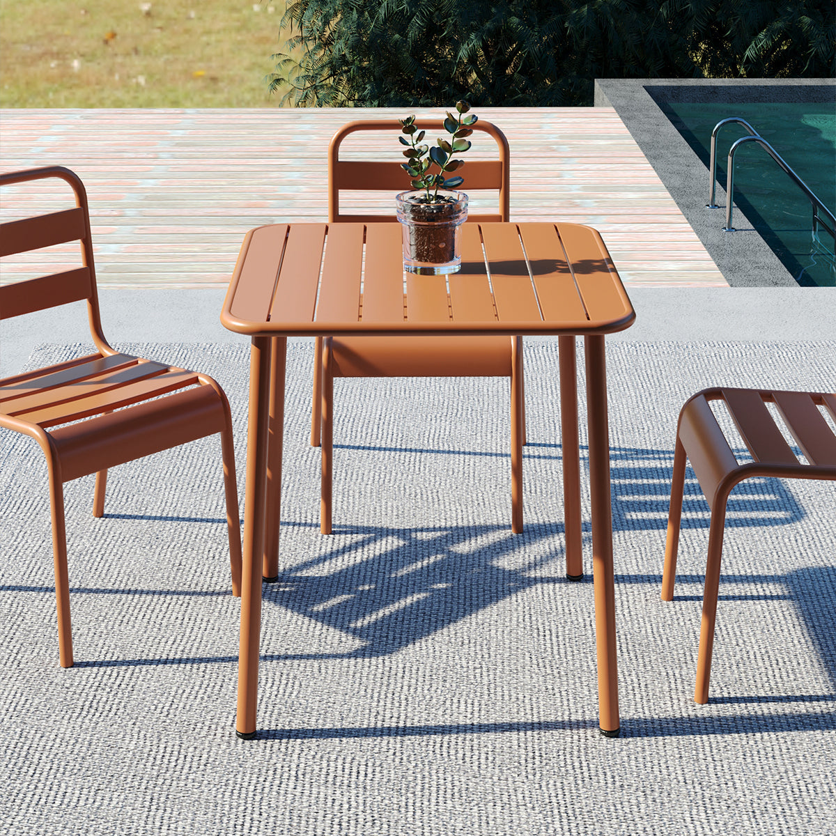 Sera square table outdoor (red)courtyard table villa open air dining table waterproof table retro American modern simple balcony table coffee table