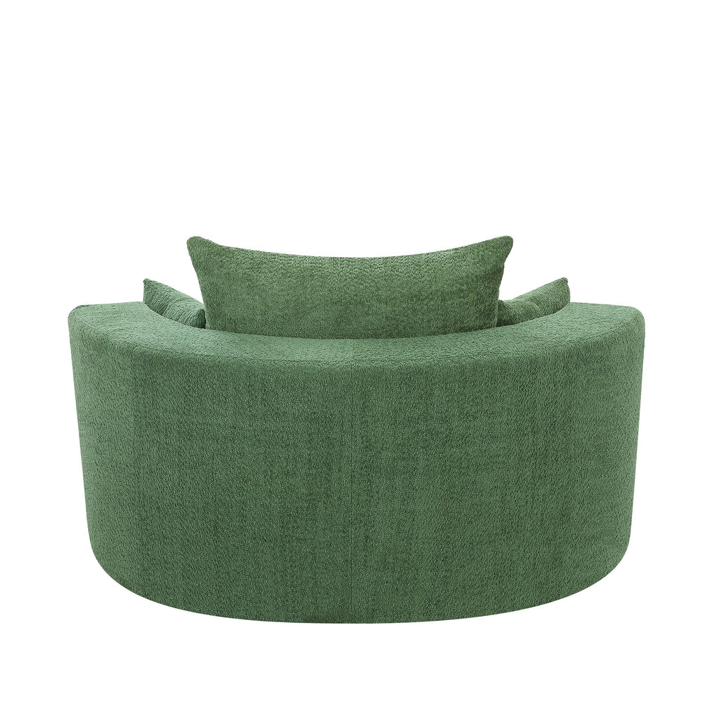 Modern 360° Swivel Accent Barrel Chair with Removable Pillows in Green Chenille for Living Room and Office