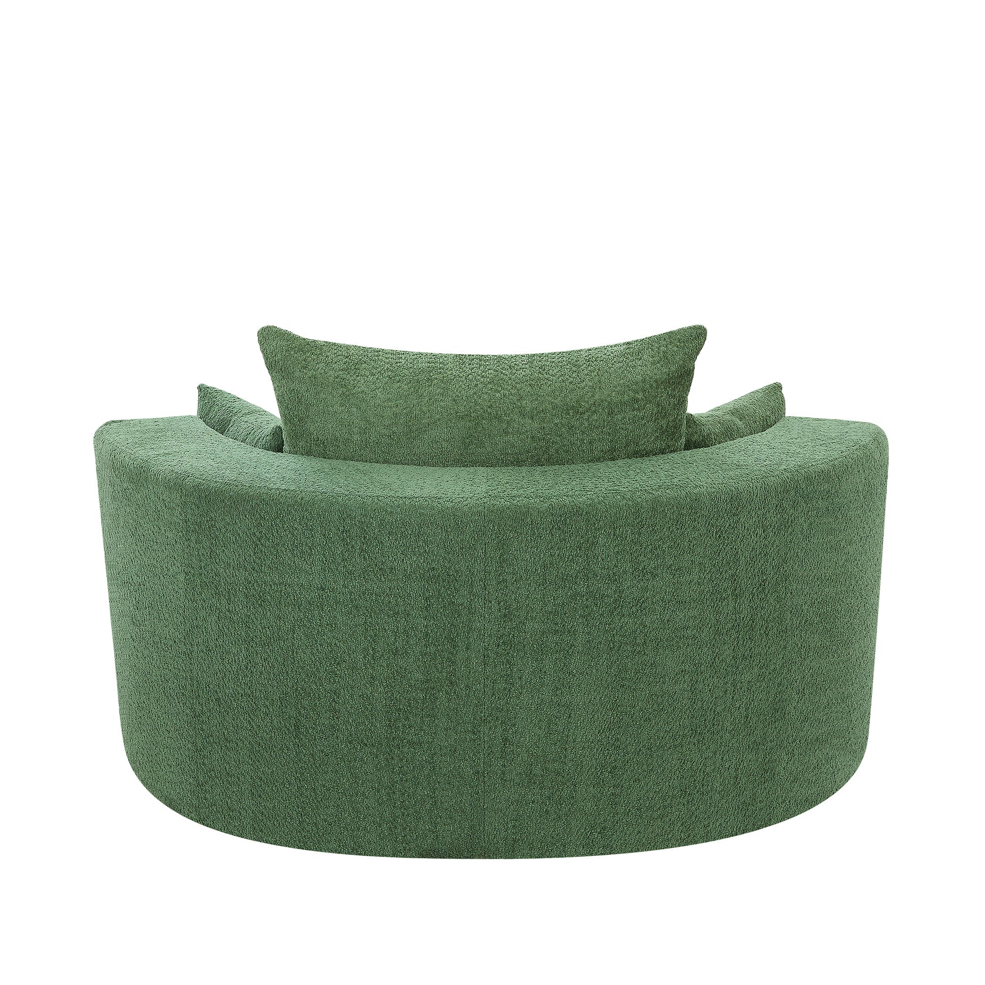 Modern 360° Swivel Accent Barrel Chair with Removable Pillows in Green Chenille for Living Room and Office
