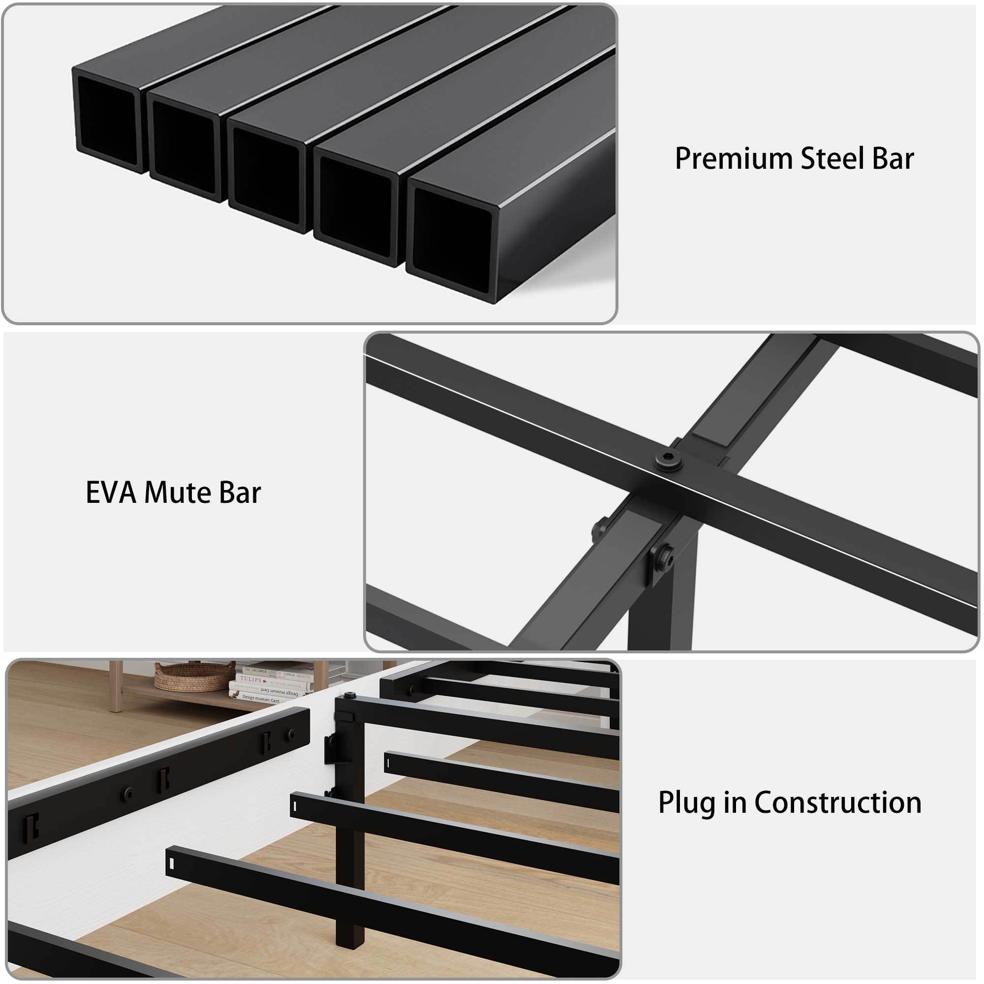 Queen Bed Frame Headboard , Wood Platform Bed Frame , Noise Free,No Box Spring Needed and Easy Assembly Tool,Large Under Bed Storage,White