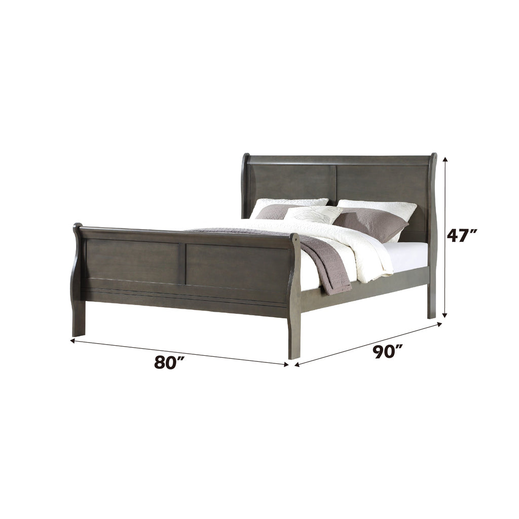 Louis Philippe Dark Gray Finish 2PCS Bedroom Set (E. King)