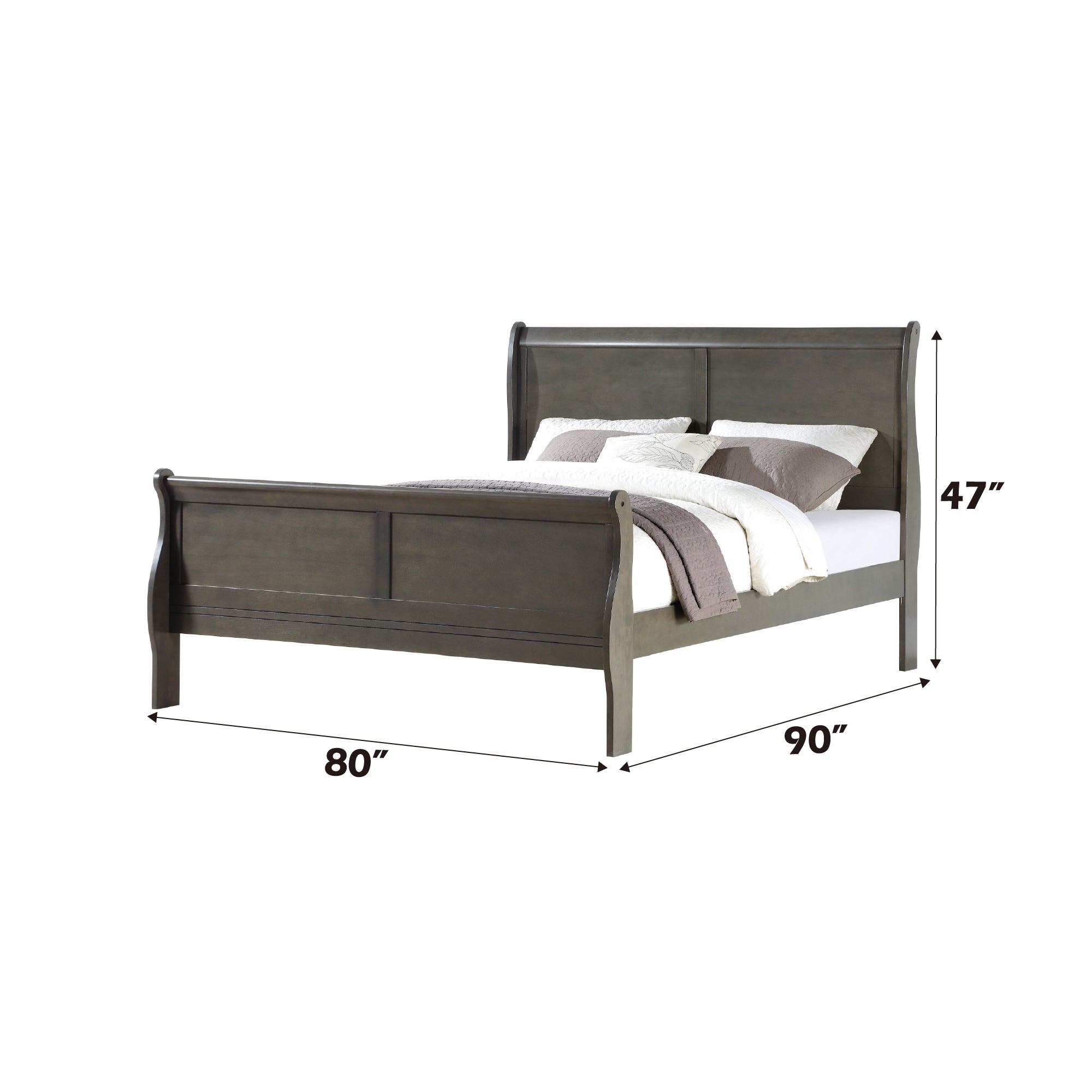Louis Philippe Dark Gray Finish 2PCS Bedroom Set (E. King)