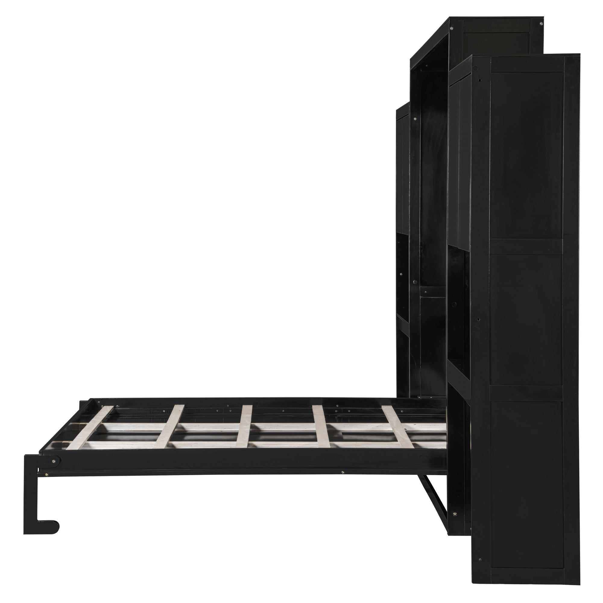 Queen Size Murphy Bed with Desk, Vanity and Cabinets, Espresso(OLD SKU: N820S00057P)